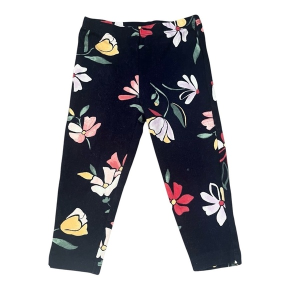 Carter’s pull-on leggings floral print black cotton Girls 18 Months - Picture 1 of 7